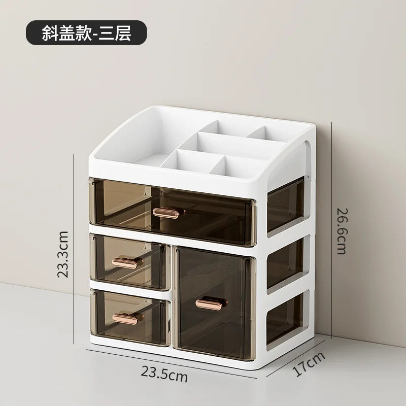 Desktop Large Capacity Storage Box Makeup Table Skincare Organizer Multi-Layer Drawer Storage Box for Students