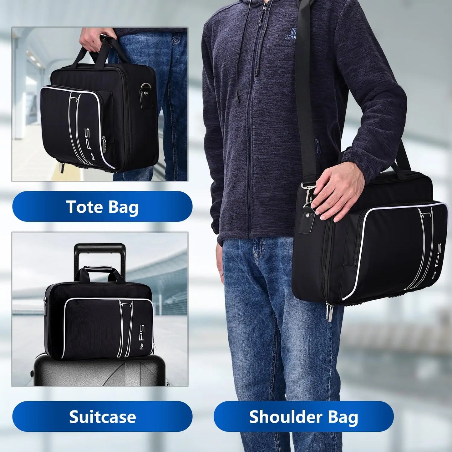 For PS5 Protective Case Bag For PS5 Travel Case for PS5 Disc/Digital Edition Console, Controllers, Game Cards, Headset