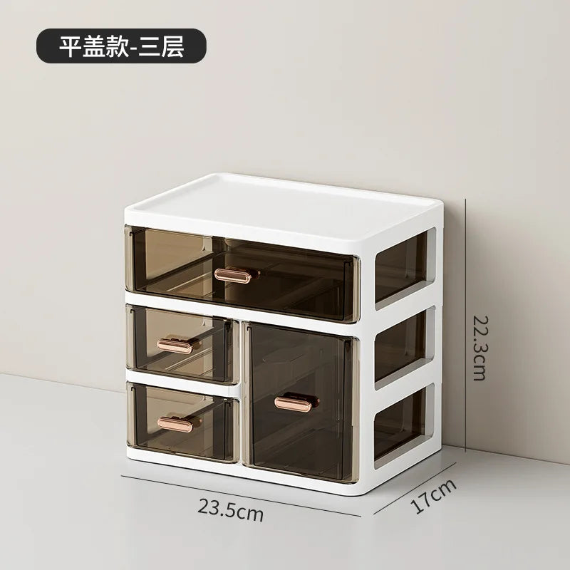 Desktop Large Capacity Storage Box Makeup Table Skincare Organizer Multi-Layer Drawer Storage Box for Students