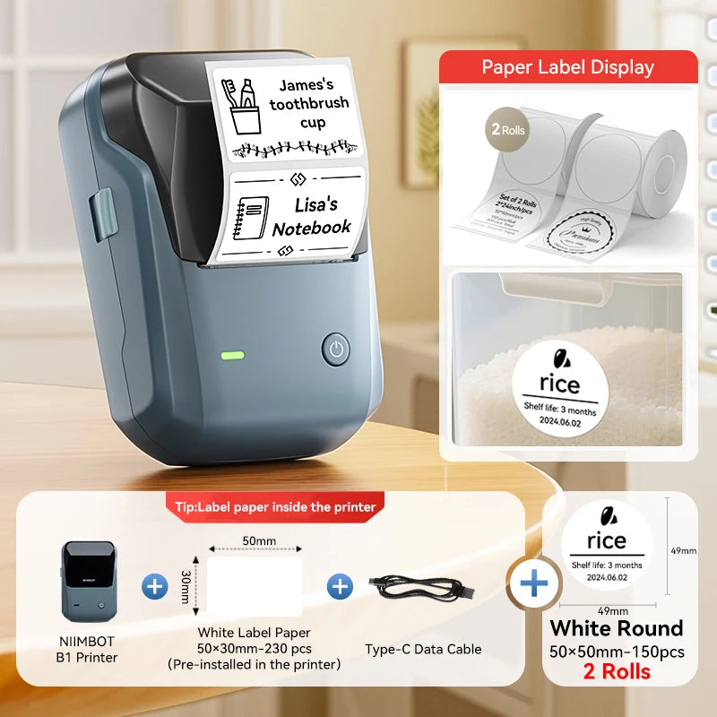 Niimbot B1/B1 PRO Thermal Label Printer Wireless Self-adhesive Bluetooth Inkless Label Maker for Business Price-Tag Sticker