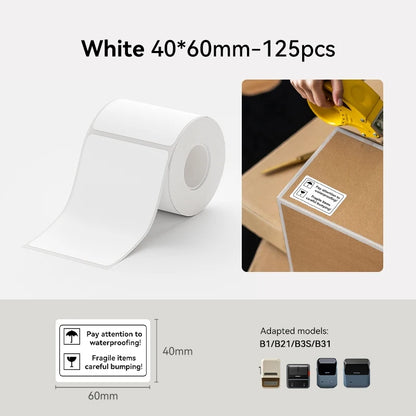 Niimbot Labels Sticker White/Color/Transparent Thermal Adhesive Paper Roll Printer Paper For Niimbot B1 B21 Portable Printer