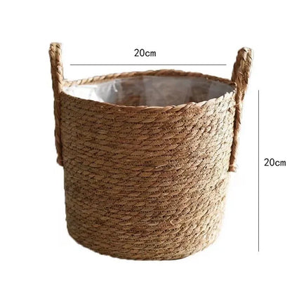 Natural Wicker Planter Basket  Flower Pot Rattan Straw Flower Basket For  Home Garden Decoration 20/25/30CM