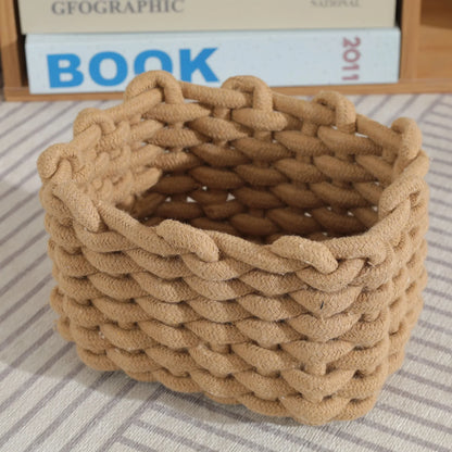 Handmade Cotton Rope Storage Sundries Clothing Cosmetic Organizer Book Toy Desktop Storages Nordic Style Home Decor