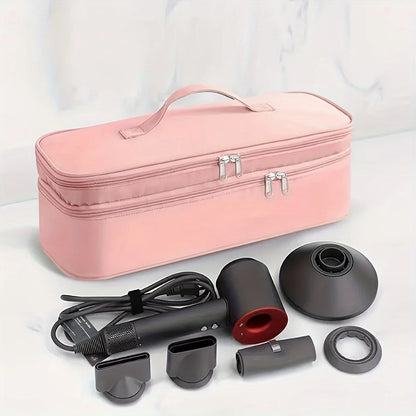 Pink lady portable large-capacity hair dryer curling iron double-layer storage bag, one set