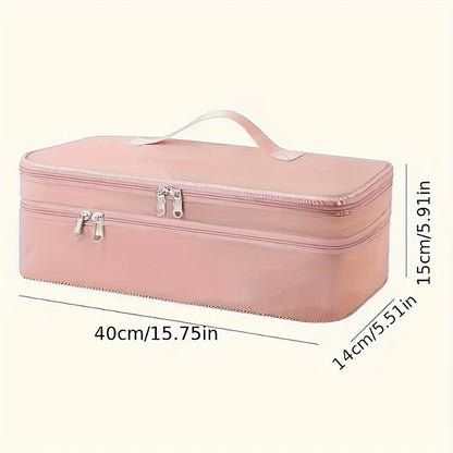 Pink lady portable large-capacity hair dryer curling iron double-layer storage bag, one set