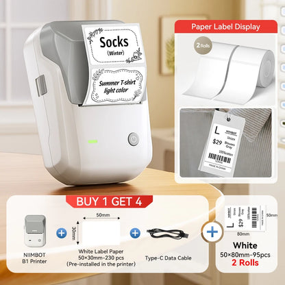 Niimbot B1/B1 PRO Thermal Label Printer Wireless Self-adhesive Bluetooth Inkless Label Maker for Business Price-Tag Sticker