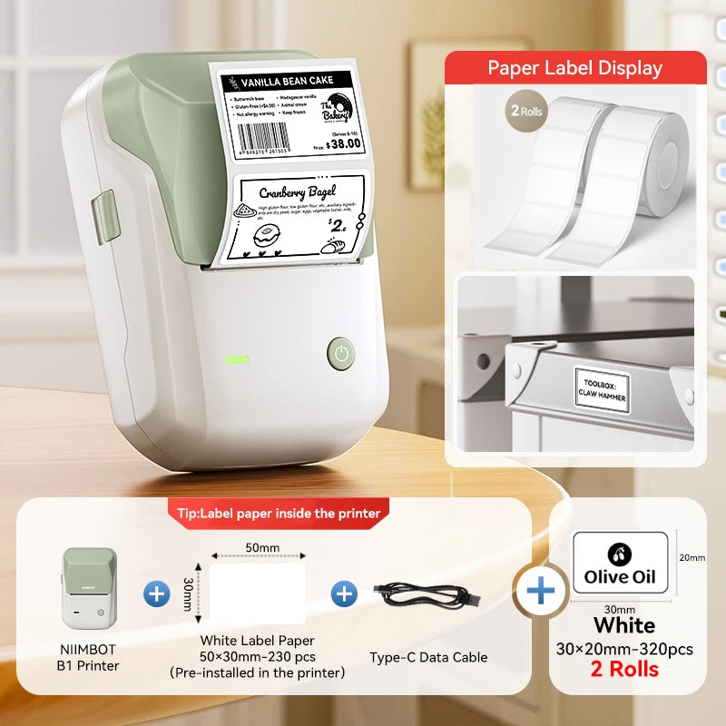 Niimbot B1/B1 PRO Thermal Label Printer Wireless Self-adhesive Bluetooth Inkless Label Maker for Business Price-Tag Sticker