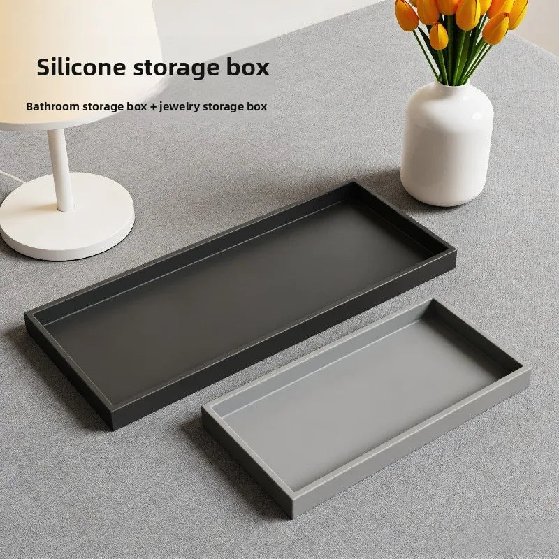 Multifunctional Silicone Storage Tray Bathroom Organizer Soap Dish