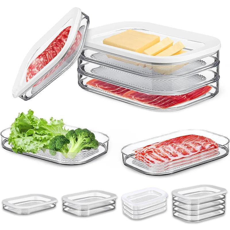 Stackable Meat Container for Fridge Clear Lid Deli Cold Cuts Storage