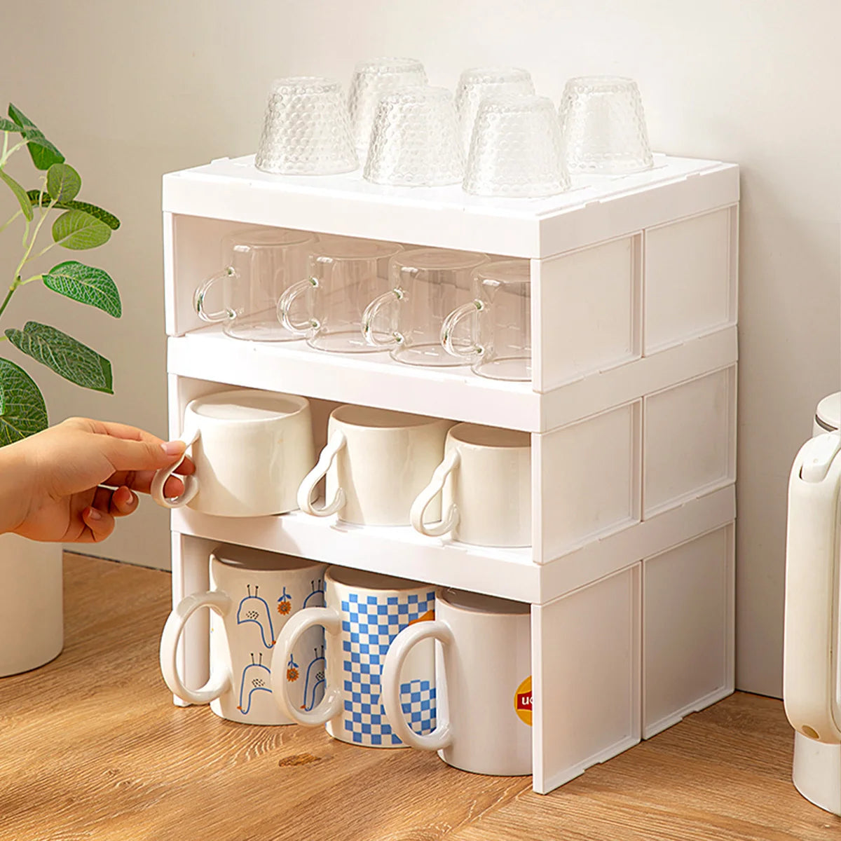 WORTHBUY Cabinet Cup Storage Rack Stackable Glass Cup Drying Rack