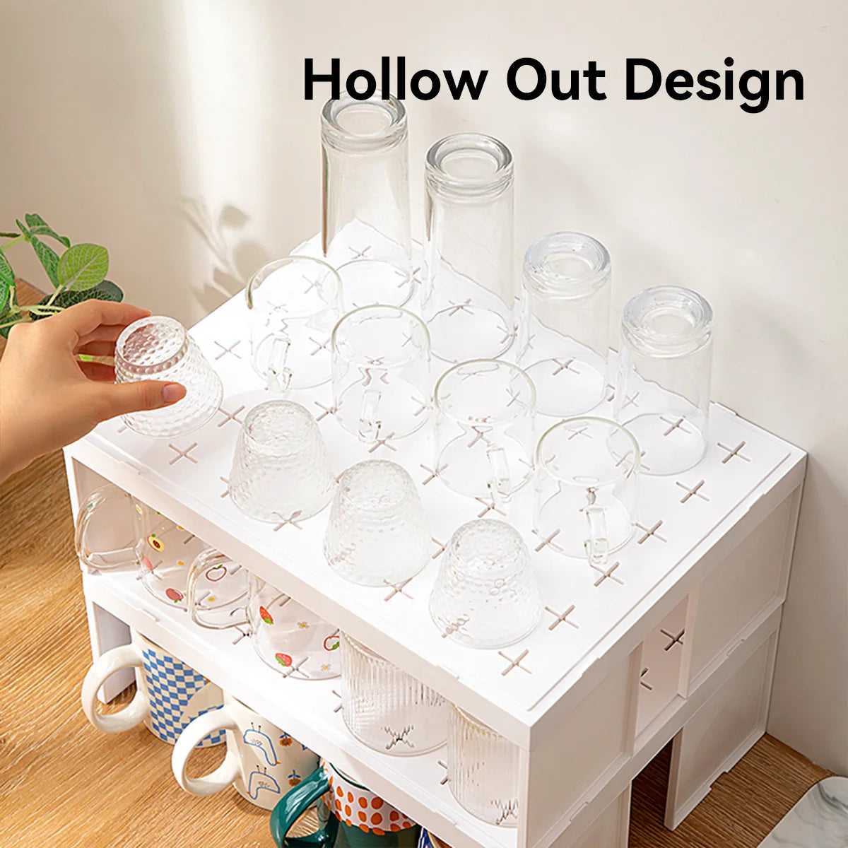 WORTHBUY Cabinet Cup Storage Rack Stackable Glass Cup Drying Rack