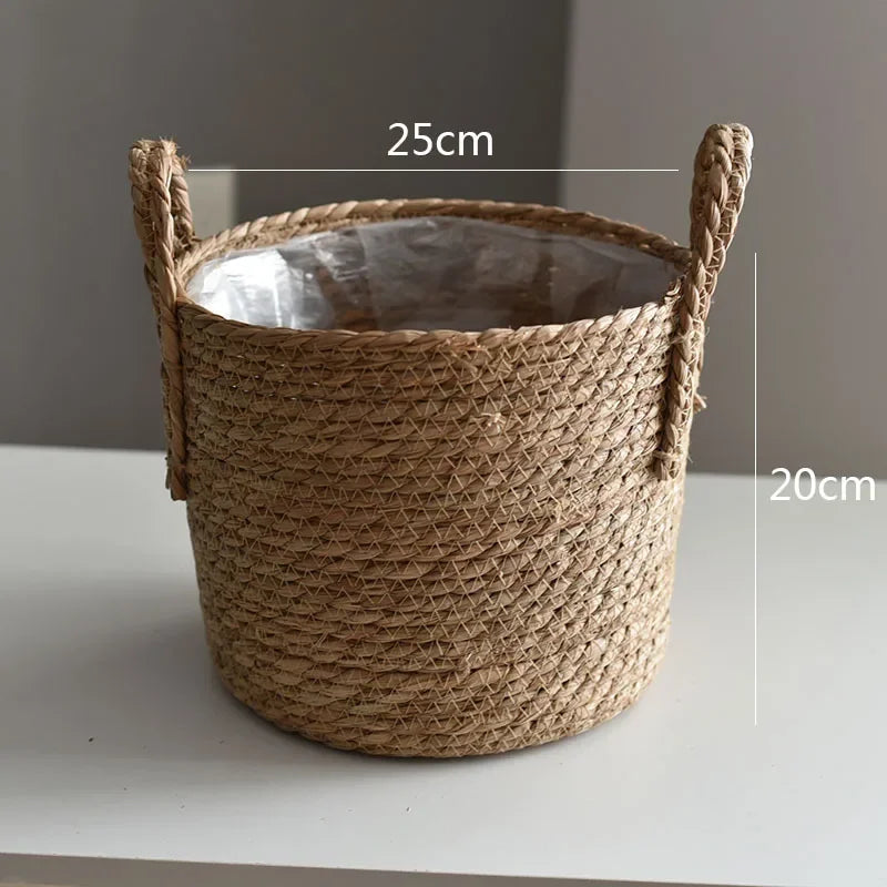Natural Wicker Planter Basket  Flower Pot Rattan Straw Flower Basket For  Home Garden Decoration 20/25/30CM