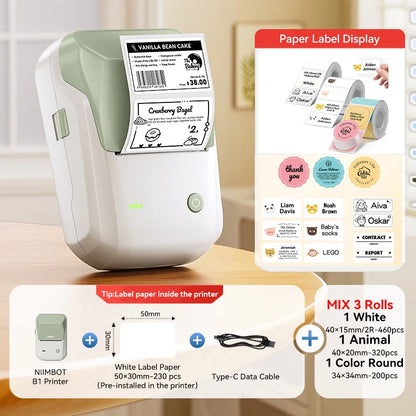 Niimbot B1/B1 PRO Thermal Label Printer Wireless Self-adhesive Bluetooth Inkless Label Maker for Business Price-Tag Sticker