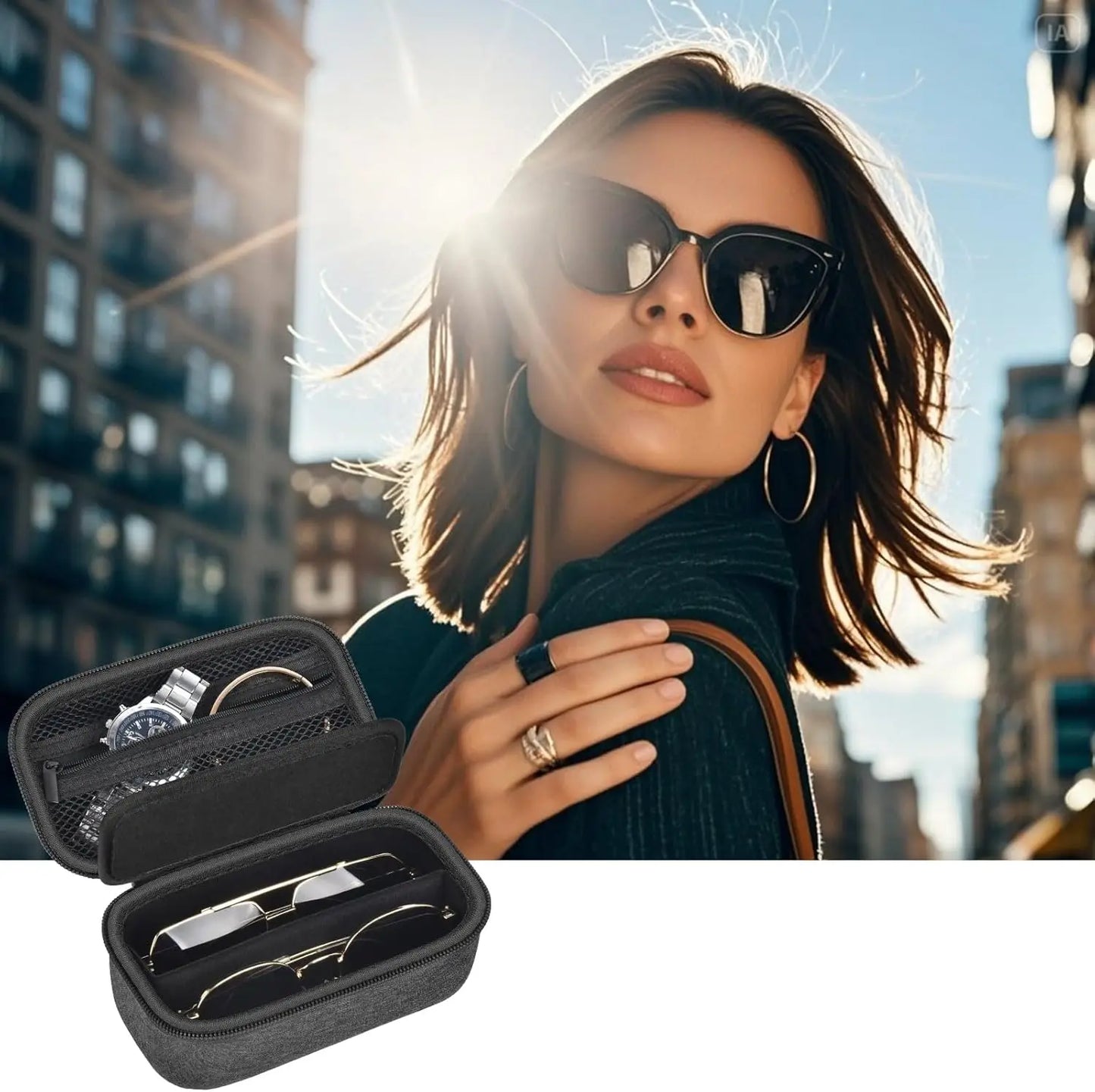 Travel Sunglass Organizer Case for Quay Polarized Sunglasses Men Women, Trendy Glasses Storage Box (Bag Only)