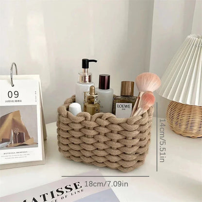 Handmade Cotton Rope Storage Sundries Clothing Cosmetic Organizer Book Toy Desktop Storages Nordic Style Home Decor