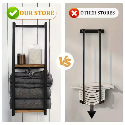 2-layer carbon steel wall-mounted towel rack, French country style bathroom storage rack, no electricity, durable carbon steel m