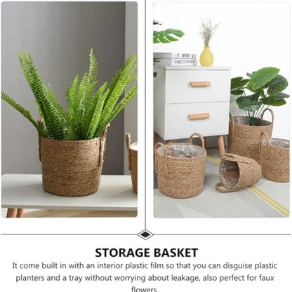 Natural Wicker Planter Basket  Flower Pot Rattan Straw Flower Basket For  Home Garden Decoration 20/25/30CM