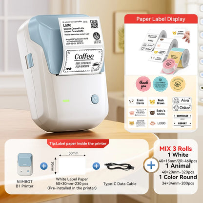 Niimbot B1/B1 PRO Thermal Label Printer Wireless Self-adhesive Bluetooth Inkless Label Maker for Business Price-Tag Sticker