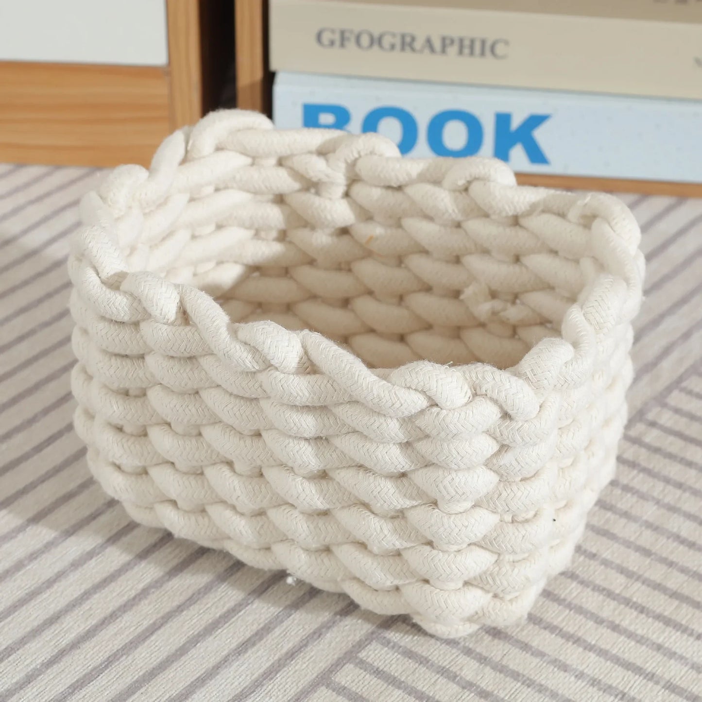 Handmade Cotton Rope Storage Sundries Clothing Cosmetic Organizer Book Toy Desktop Storages Nordic Style Home Decor