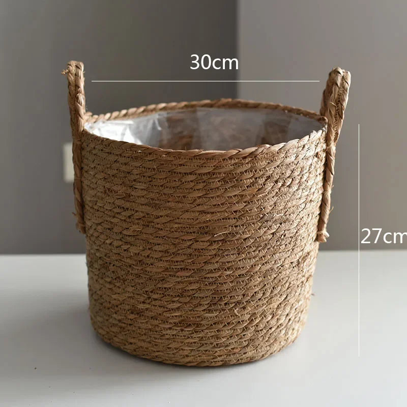 Natural Wicker Planter Basket  Flower Pot Rattan Straw Flower Basket For  Home Garden Decoration 20/25/30CM