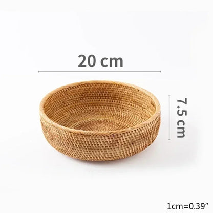 Handwoven Rectangular Rattan Wicker Basket Fruit Tea Snack Bread Picnic Cosmetic Storage Box Kitchen Supplies Household Tools